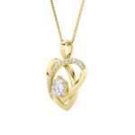 1.5 CT round entwined hearts lab grown diamond pendant in 14K Yellow Gold