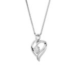 1 CT round open heart swirl lab grown diamond pendant in 14K White Gold