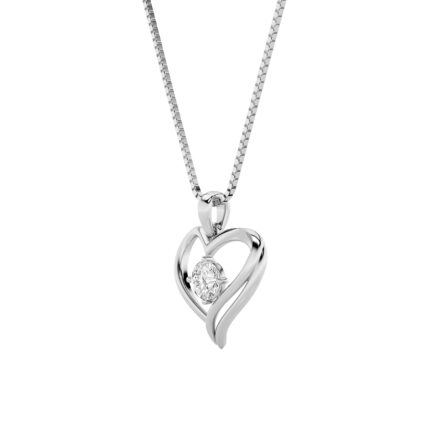 1 CT round open heart swirl lab grown diamond pendant in 14K White Gold