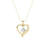 1 CT round open heart swirl lab grown diamond pendant in 14K Yellow Gold