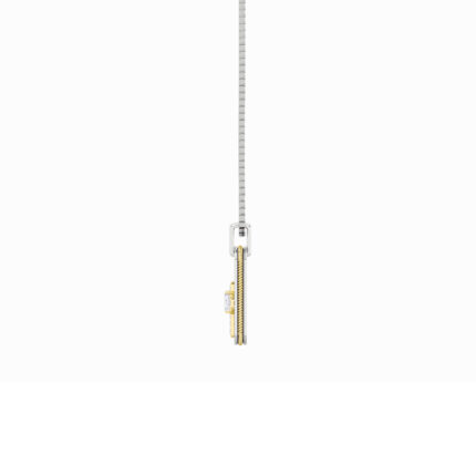 1 CT cross dog tag emerald cut lab grown diamond pendant in 14K Two-Tone Gold (White & Yellow)