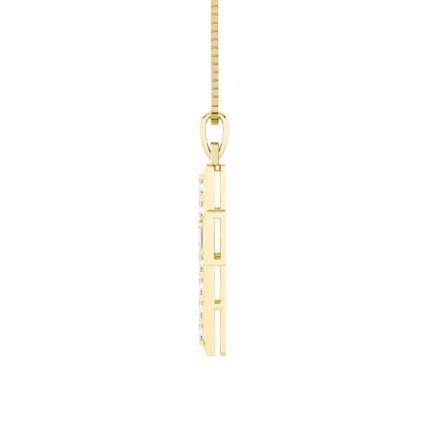 3 CT channel set emerald cut cross lab grown diamond pendant in 14K Yellow Gold