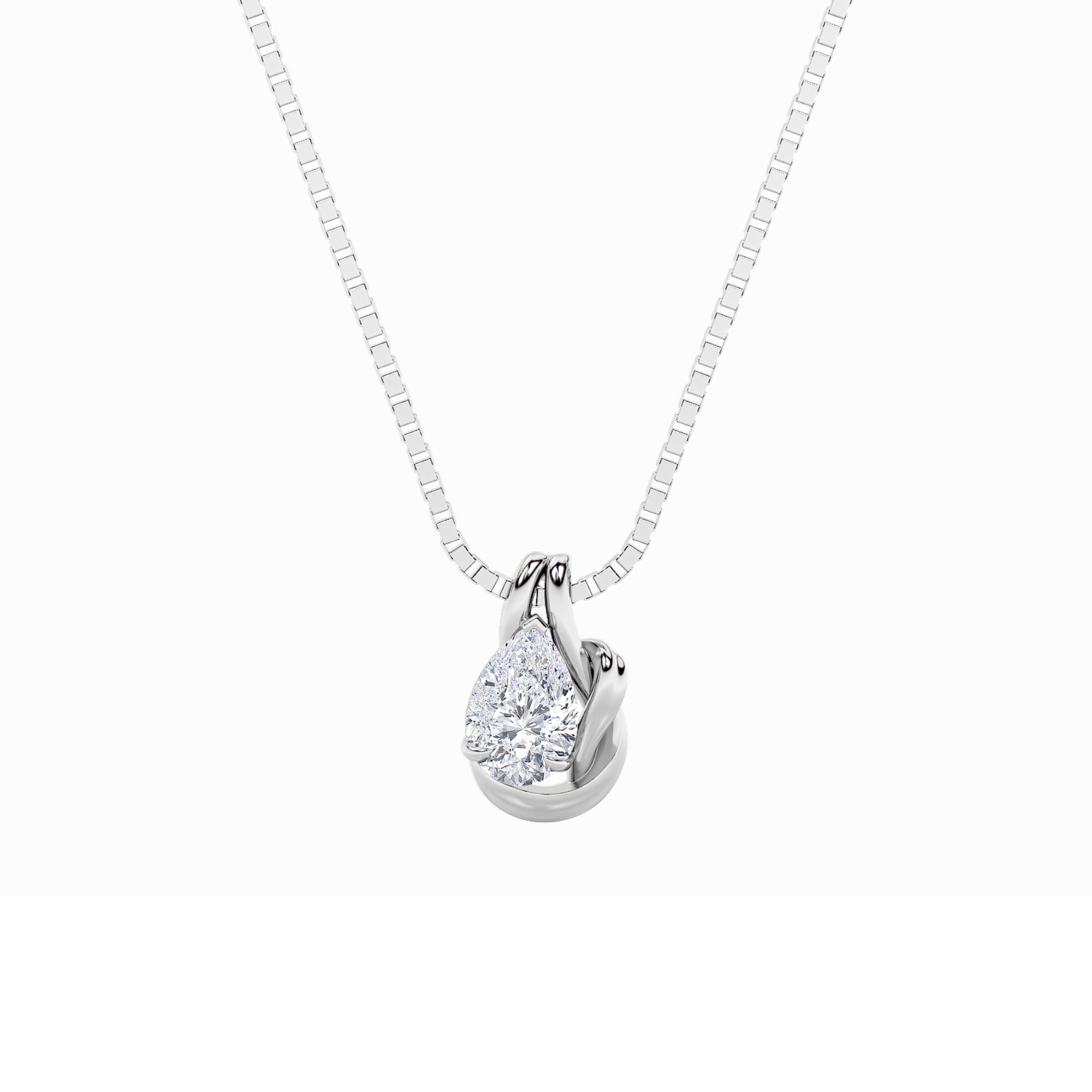 2 CT pear love knot lab grown diamond pendant in 14K White Gold