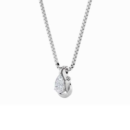 2 CT pear love knot lab grown diamond pendant in 14K White Gold