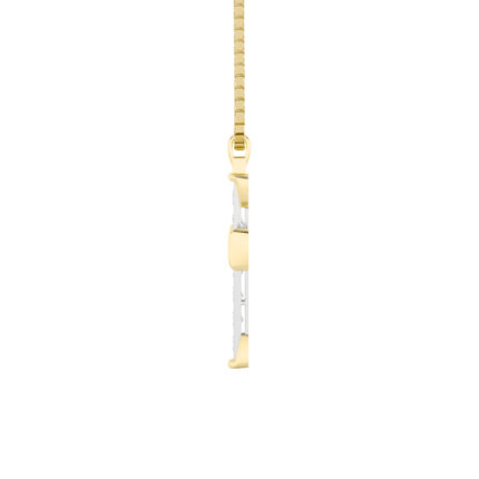 3 CT pave round cross lab grown diamond pendant in 14K Two-Tone Gold (White & Yellow)