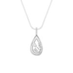 1 CT marquise teardrop frame lab grown diamond pendant in 14K White Gold