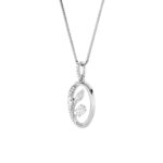 1 CT oval leaf frame lab grown diamond pendant in 14K White Gold