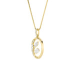 1 CT oval leaf frame lab grown diamond pendant in 14K Yellow Gold
