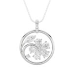 2 CT marquise flower medallion lab grown diamond pendant in 14K White Gold
