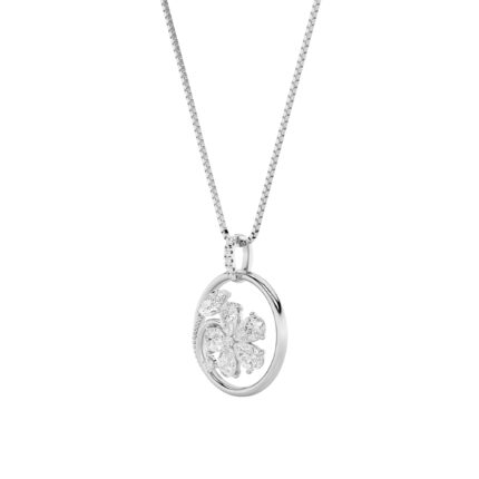 2 CT marquise flower medallion lab grown diamond pendant in 14K White Gold