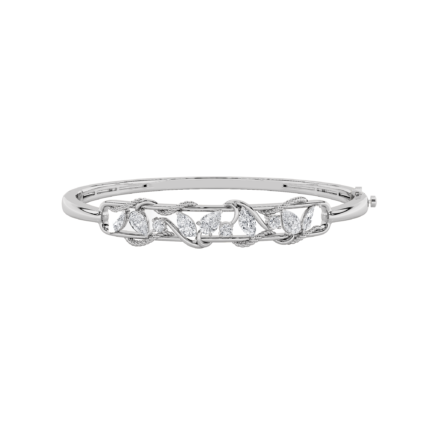 2 CT pear vine lab grown diamond bangle bracelet in 14K white gold