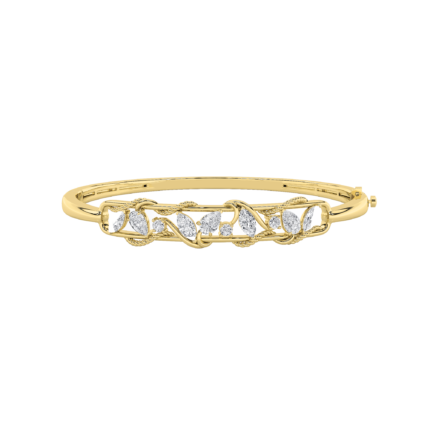 2 CT pear vine lab grown diamond bangle bracelet in 14K yellow gold