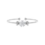 1.5 CT pear flower lab grown diamond cuff bangle in 14K white gold