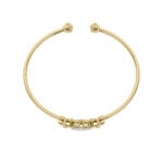 1.5 CT pear flower lab grown diamond cuff bangle in 14K yellow gold