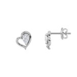 open heart pear lab grown diamond studs in 14K White Gold