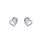 open heart pear lab grown diamond studs in 14K White Gold