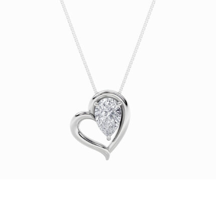 0.5 CT petite pear open heart lab grown diamond pendant in 14K White Gold