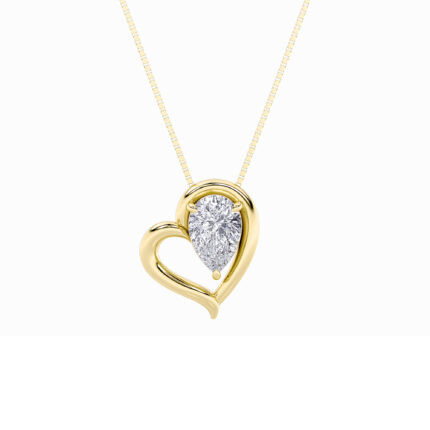 0.5 CT petite pear open heart lab grown diamond pendant in 14K Yellow Gold