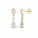 Lab Grown Radiant & Pear Diamond Drop Earrings in 14K Yellow Gold