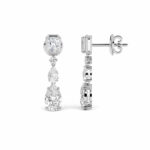 Lab Grown Radiant & Pear Diamond Drop Earrings in 14K White Gold