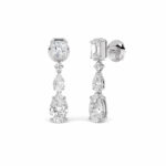 Lab Grown Radiant & Pear Diamond Drop Earrings in 14K White Gold