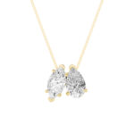 2.5 CT yellow pear and marquise toi et moi lab grown diamond pendant in 14K Yellow Gold