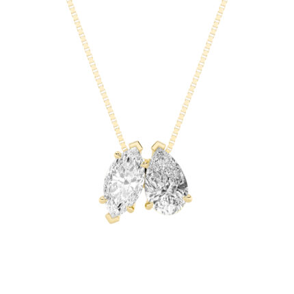 2.5 CT yellow pear and marquise toi et moi lab grown diamond pendant in 14K Yellow Gold