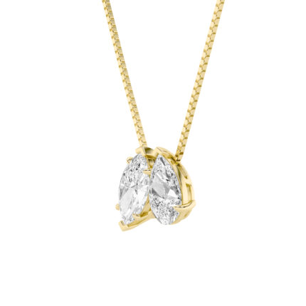 2.5 CT yellow pear and marquise toi et moi lab grown diamond pendant in 14K Yellow Gold
