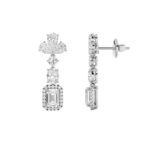Lab Grown Multi Shape Diamond Drop Earrings in 14K White Gold