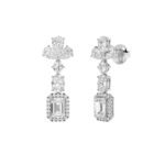 Lab Grown Multi Shape Diamond Drop Earrings in 14K White Gold