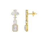 Lab Grown Multi Shape Diamond Drop Earrings in 14K Yellow Gold