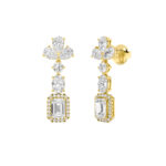 Lab Grown Multi Shape Diamond Drop Earrings in 14K Yellow Gold