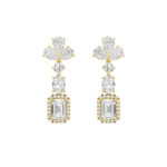 Lab Grown Multi Shape Diamond Drop Earrings in 14K Yellow Gold