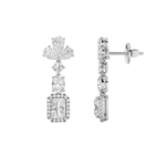 Lab Grown Multi Shape Diamond Drop Earrings in 14K White Gold