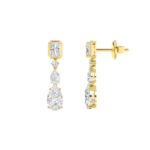 4.5ct Lab Grown Radiant & Pear Diamond Drop Earrings in 14K Yellow Gold
