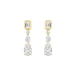 4.5ct Lab Grown Radiant & Pear Diamond Drop Earrings in 14K Yellow Gold