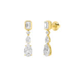 4.5ct Lab Grown Radiant & Pear Diamond Drop Earrings in 14K Yellow Gold
