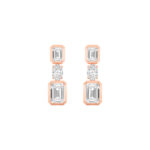 3ct Lab Grown Emerald Cut & Oval Diamond Drop Earrings in 14K Rose Gold