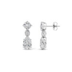 5ct Lab Grown Cushion & Pear Diamond Drop Earrings in 14K White Gold