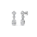 5ct Lab Grown Cushion & Pear Diamond Drop Earrings in 14K White Gold