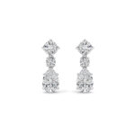 5ct Lab Grown Cushion & Pear Diamond Drop Earrings in 14K White Gold