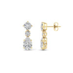 5ct Lab Grown Cushion & Pear Diamond Drop Earrings in 14K Yellow Gold