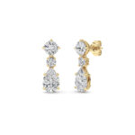 5ct Lab Grown Cushion & Pear Diamond Drop Earrings in 14K Yellow Gold