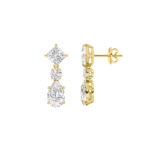 5.5ct Lab Grown Princess & Pear Diamond Drop Earrings in 14K Yellow Gold