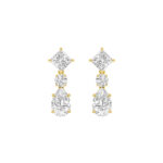 5.5ct Lab Grown Princess & Pear Diamond Drop Earrings in 14K Yellow Gold