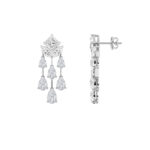 7ct Lab Grown Princess & Pear Diamond Chandelier Earrings in 14K White Gold