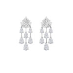 7ct Lab Grown Princess & Pear Diamond Chandelier Earrings in 14K White Gold