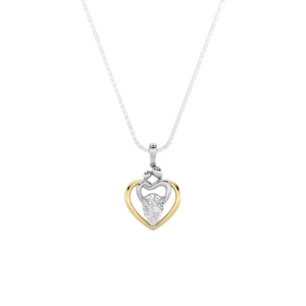 1.5 CT pear heart lab grown diamond pendant in 14K Two-Tone Gold (Yellow & White)
