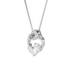 3 CT embracing hearts pear lab grown diamond pendant in 14K White Gold