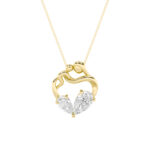 3 CT embracing hearts pear lab grown diamond pendant in 14K Yellow Gold
